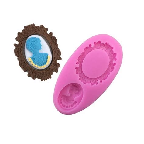 Oval Picture Frame Woman Headandgem Silicone Mold Cake Mold Silicone