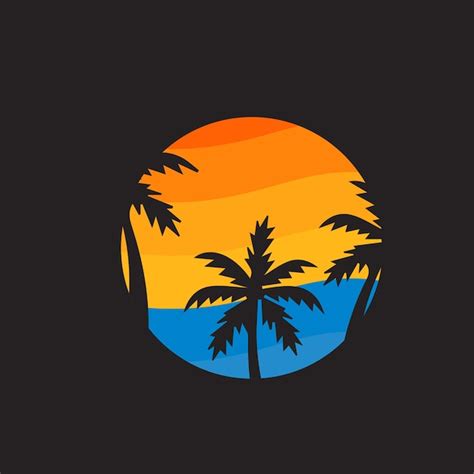 Premium Vector | Beach palm tree sunset vector