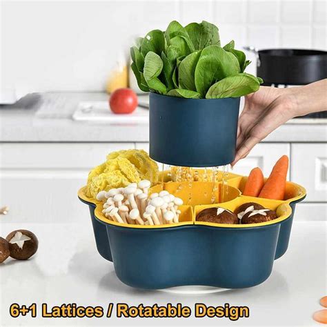 Kitchen Vegetable Strainer Dual Layers Lattices Hot Pot Made Dish Vegetable Plate Multi ...