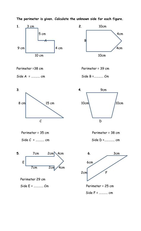 Area Missing Side Worksheet Area Missing Side Worksheet