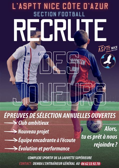 Football Recrutement De Joueurs Pour La Saison 2022 2023 ASPTT Nice