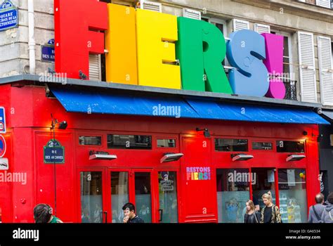 Paris France Street Scenes In The Marais Gay DIstrict Paris Gay Bar Store Front The Cox