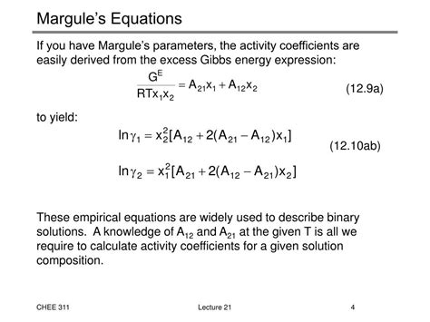 Ppt 7 Excess Gibbs Energy Models Powerpoint Presentation Id 313136