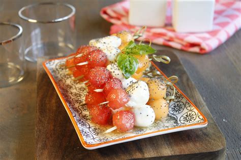 Mini Brochettes De Billes Melon Past Que Mozzarella Mini Brochettes