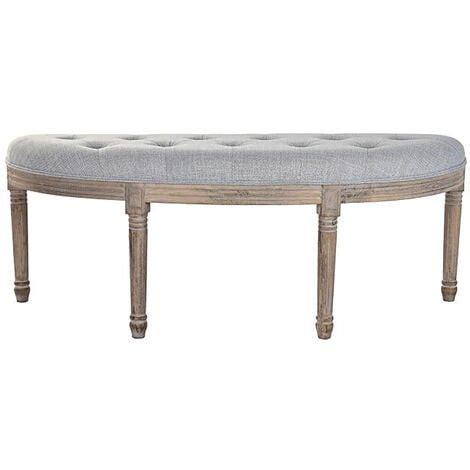 Banquette En Velours Et Bois De Caoutchouc Coloris Gris Clair Naturel