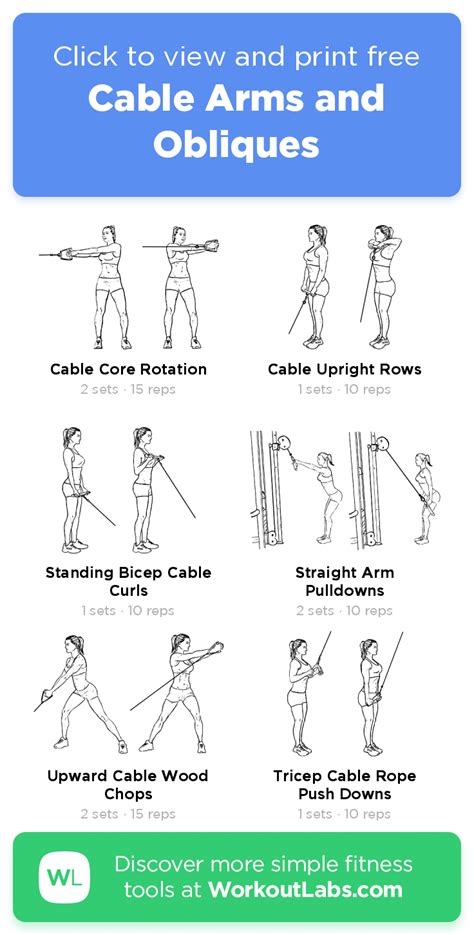 printable cable machine exercises chart