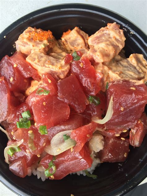 Poke Bowl Spicy Ahi And Ahi Shoyu Food Poke Bowl Spicy