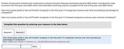 Solved Franklin Construction Entered Into A Fixed Price Chegg