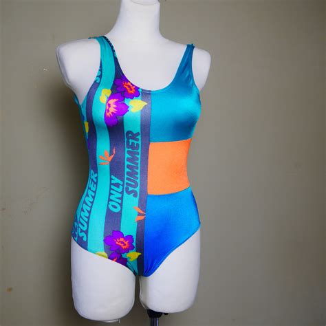 Vintage SPORT Swimsuit 1980s Bikini Onepiece Bathing Suit Low Etsy