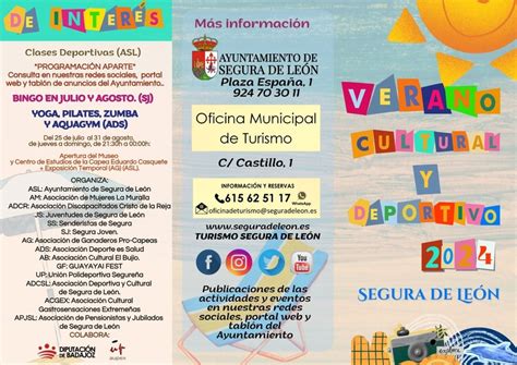 Programaci N Cultural Y Deportiva Para El Verano En Segura De Le N