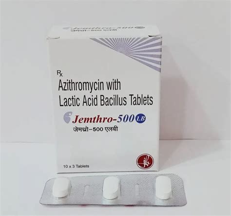 JEMTHRO 500 LB Azithromycin Lactic Acid Bacillus Tablet 500 Mg At Rs