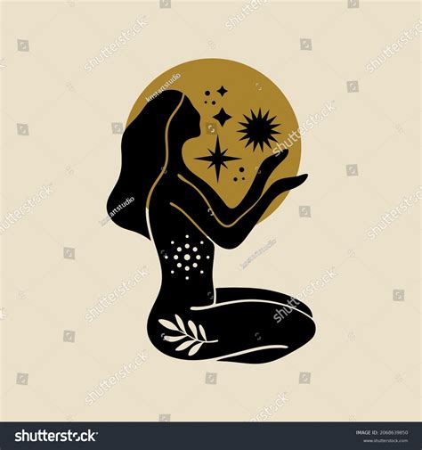 Boho Sacred Magic Woman Mystical Symbol Flat Royalty Free Stock