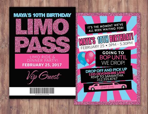 Vip Pass Limo Pass Birthday Party 21st Birthday Backstage