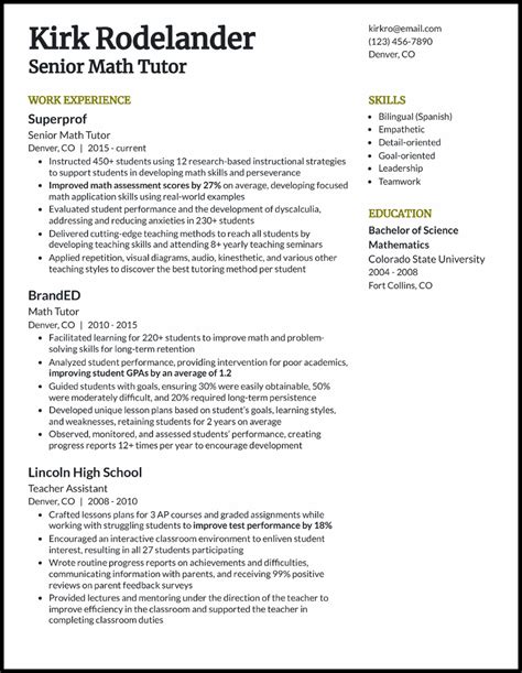 21 Tutor Resume Examples Built For 2024