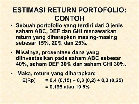 Pertemuan 10 Return Dan Risiko Portofolio Ppt