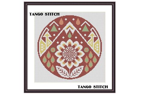 Abstract Floral Ornament Cross Stitch Graphic By Tango Stitch