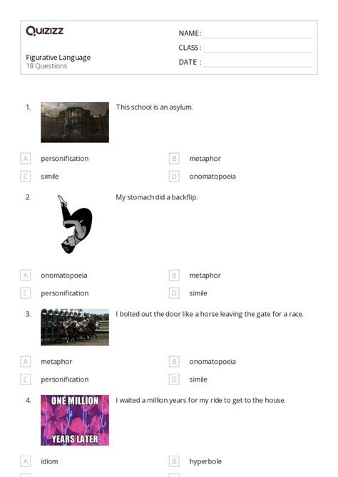 50 Figurative Language Worksheets For 4th Grade On Quizizz Free And Printable