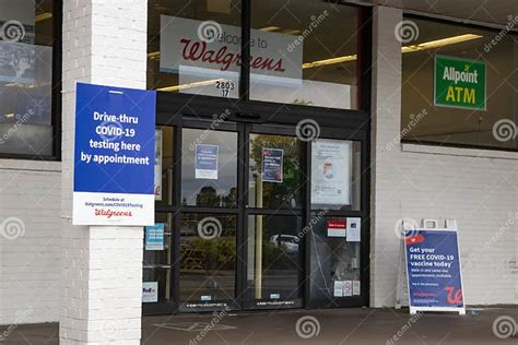 Walgreens Retail Store Exterior Side View Covid Testing Sign Editorial