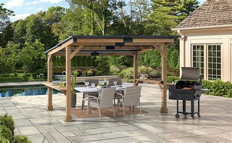 Sunjoy Wooden Grill Gazebo 10 Ft X 11 Ft Outdoor Cedar Frame Bbq Gazebo Backyard Hot Tub