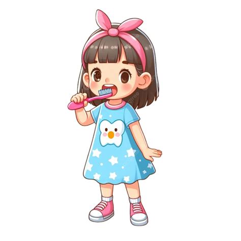 A Cute Littlr Girl Brushing Teeth Teeth Tooth Brush Teeth Png