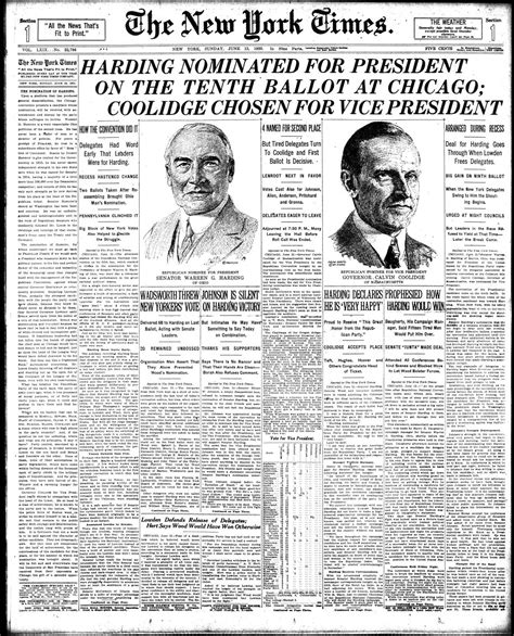 June 13 1920 Todays New York Times Front Page R100yearsago