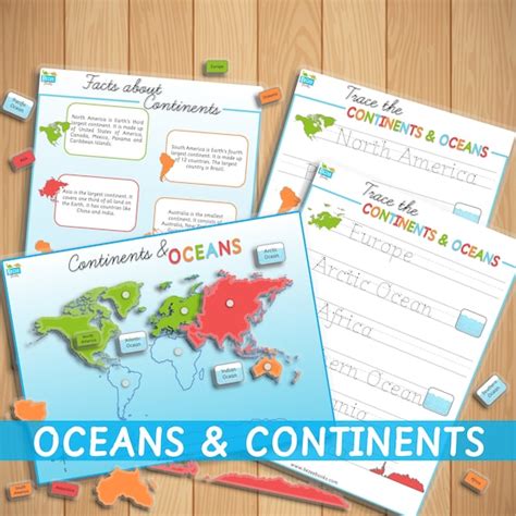 Continents & Oceans Printable Map Learning Mat Social Reading - Etsy