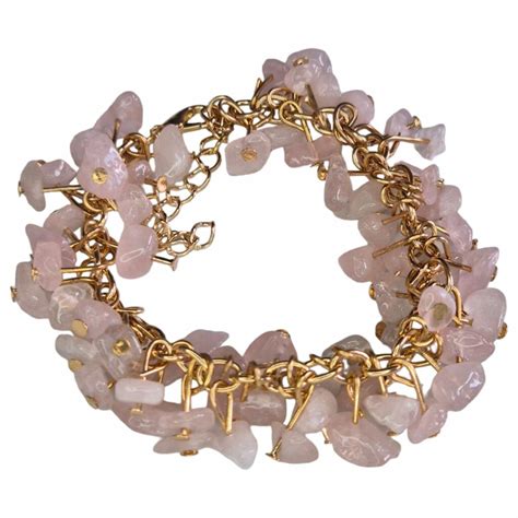 Rose Quartz Chip Bracelet Gold Base Silver Hills Gems