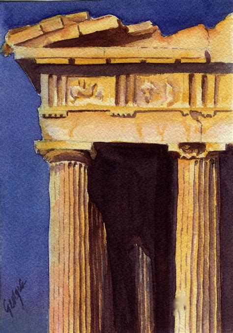 Parthenon View Ii Painting By Georgia Pistolis Fine Art America