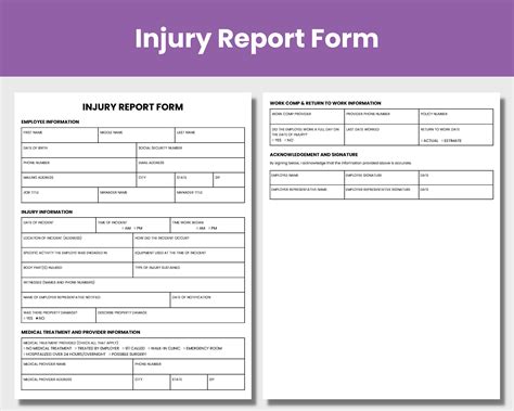 Injury Report Form Google Doc And Fillable PDF Accident Report Form