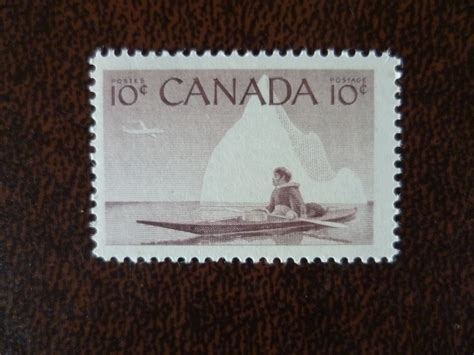 Canada 1955 10c Eskimo Hunter Mint Stamp Sg477 Canoe Nature Boats