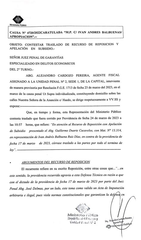 Guillermo Duarte Cacavelos on Twitter En el caso de la imputación