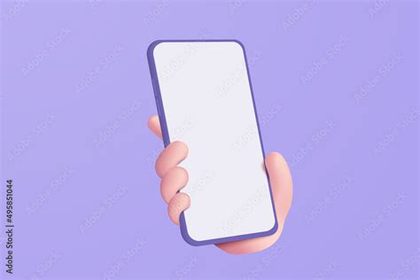 3d Vector Hand Holding Mobile Phone Isolated On Pastel Background Hand