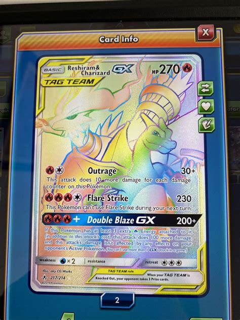 Reshiram Charizard Gx Rr Rainbow Rare Pokemon Tcg Online Ptcgo