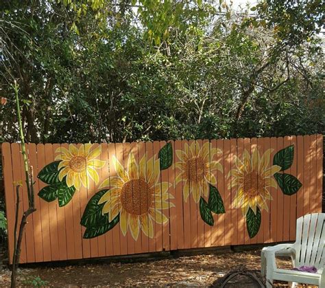 Sunflower Fence Mural Modern Design Garden Fence Art Backyard