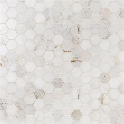 Buy Alaska White 2 Inch Hexagon Polished Marble Mosaic Tile