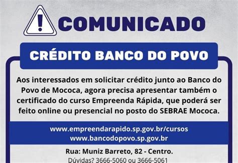 Notícia BANCO DO POVO Prefeitura Municipal de Mococa