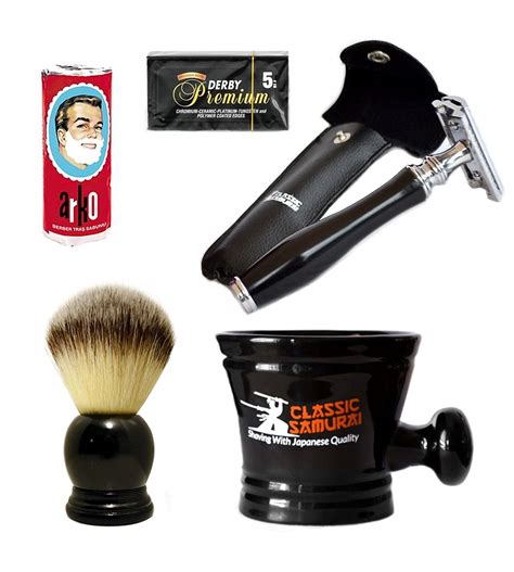 Classic Samurai Double Edge Safety Razor Set 5 Derby Premium Blades