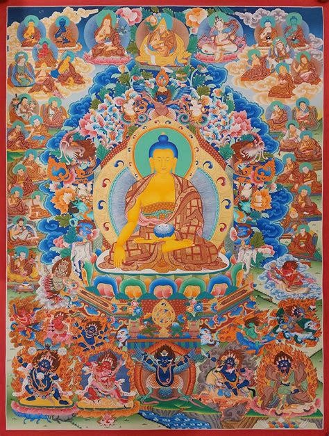 Shakyamuni Buddha Thangka Tibetan Buddhist Art Hand Painted Real