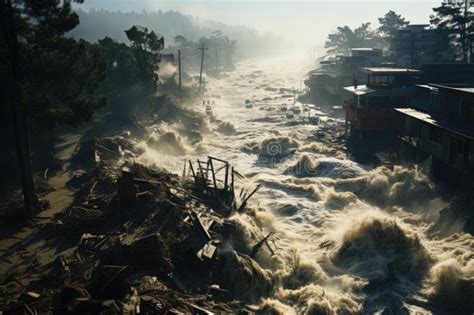 Tsunami Devastador Que Retrata A Imensa Destrui O E O Caos Que Sobrou