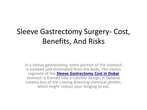 Ppt Sleeve Gastrectomy Surgery Cost Benefits And Powerpoint