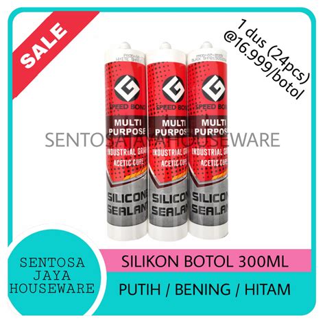 Jual LEM SEALANT SILIKON 300ML LEM KACA BOTOL BLACK WHITE CLEAR