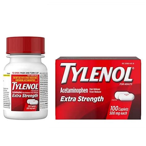 Tylenol Extra Strength 500 Mg Acetaminophen Pain Reliever Fever