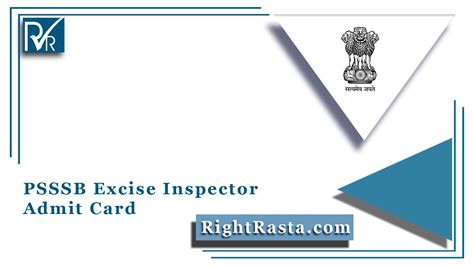 PSSSB Excise Inspector Admit Card 2021 Out SSSB Punjab Admit Card