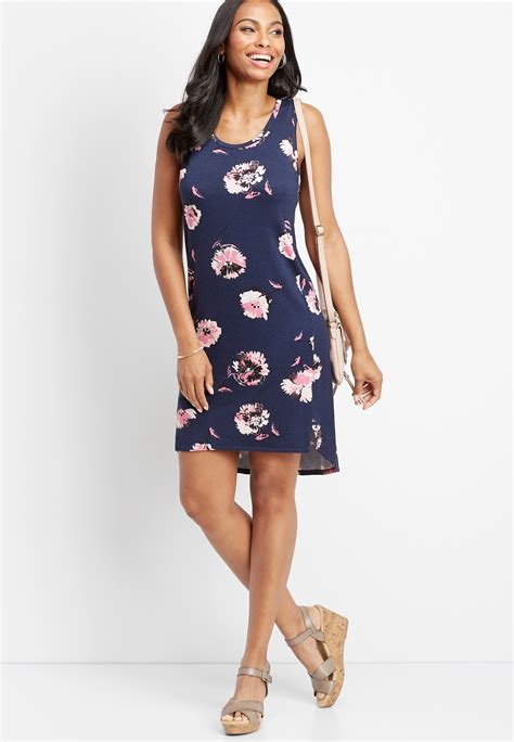 247 Floral Scoop Neck Tank Dress Maurices