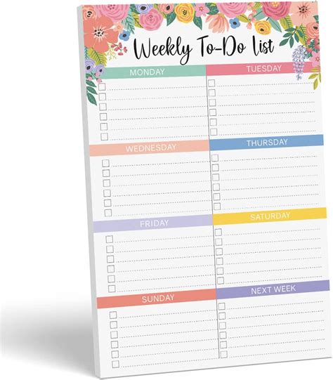 Sweetzer Orange Floral Weekly To Do List Notepad Magnetic Weekly