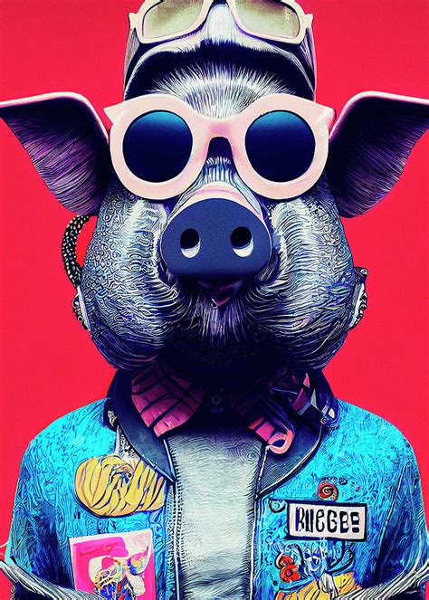 A Nursery Animal Pop Art Illustration Of Cool Pig Digital Art By Art