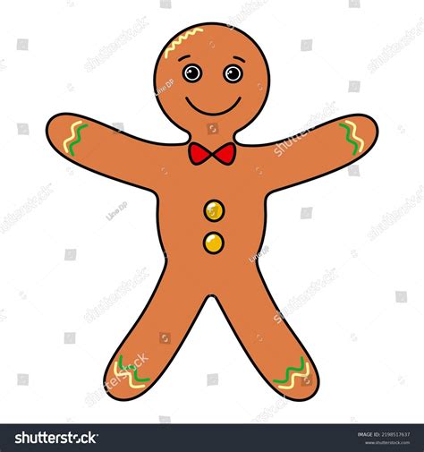 Illustration Cartoon Smiling Gingerbread Man Isolated Stock