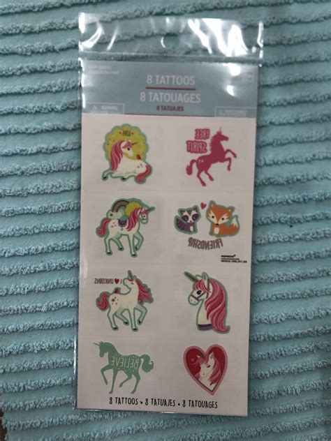 Kids Temporary Tattoos - Unicorn - 1 Sheet 8 Tattoos
