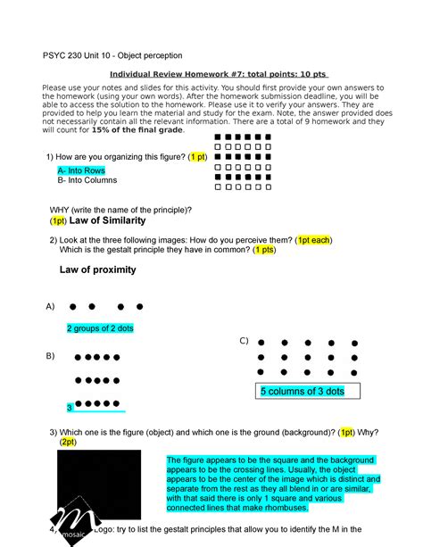 PSYC 230 HW 7 Individual Review Homework 7 B WHY Write The Name