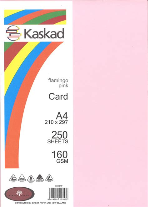 Kaskad Coloured Card A Gsm Flamingo Pink Pk Stationery City